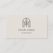Minimalist Beiges Modernes Bogen-Logo QR-Code Visitenkarte (Vorderseite)