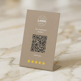 Minimalist Beiges Modernes QR-Feedback-Design Sockelschild