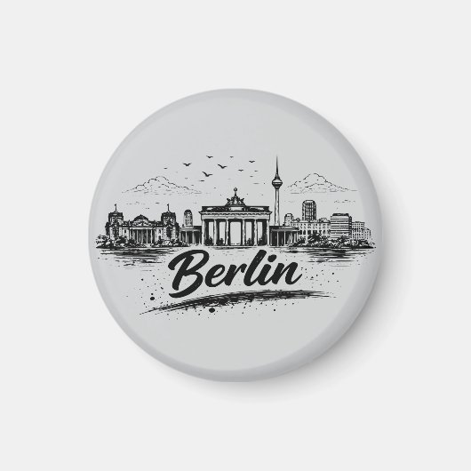 Minimalist Berlin Germany Cityscape Art Magnet (Vorne)