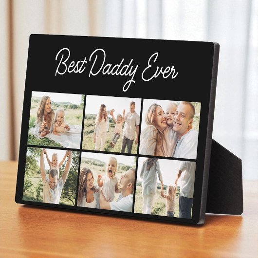 Minimalist Best Daddy Ever Custom 6 Photo Collage Fotoplatte
