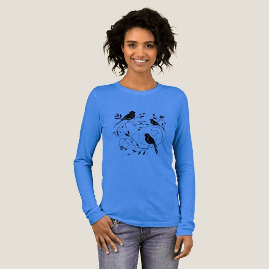 Minimalist Bird Silhouette Long Sleeve Tee (Volle Vorderseite)