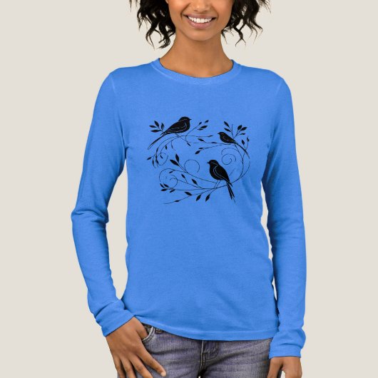 Minimalist Bird Silhouette Long Sleeve Tee (Vorderseite)