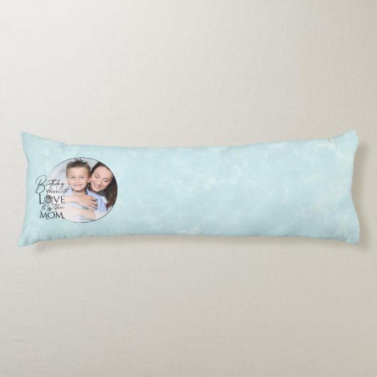 Minimalist Birthday Photo Frame Calligraphy Mom Seitenschläferkissen (Vorderseite)