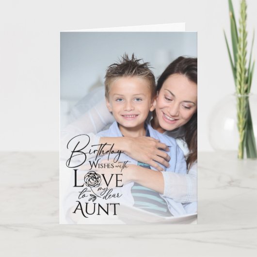 Minimalist Birthday Typography Photo frame Aunt Karte (Vorderseite)