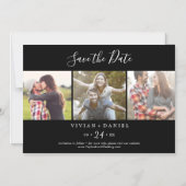 Minimalist | Black 3 Photo Template Save the Date Magneteinladung (Vorderseite)