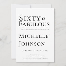 Minimalist Black 60 & Fabulous 60th Birthday Party Einladung