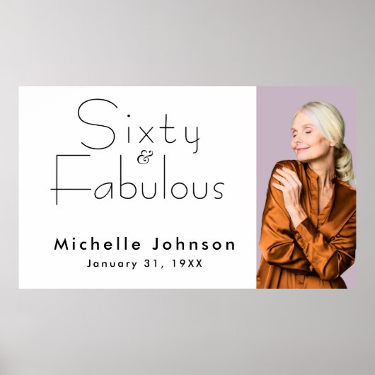 Minimalist Black 60 & Fabulous 60th Birthday Party Poster (Vorne)