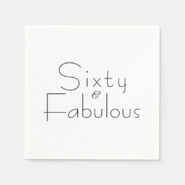 Minimalist Black 60 & Fabulous 60th Birthday Party Serviette