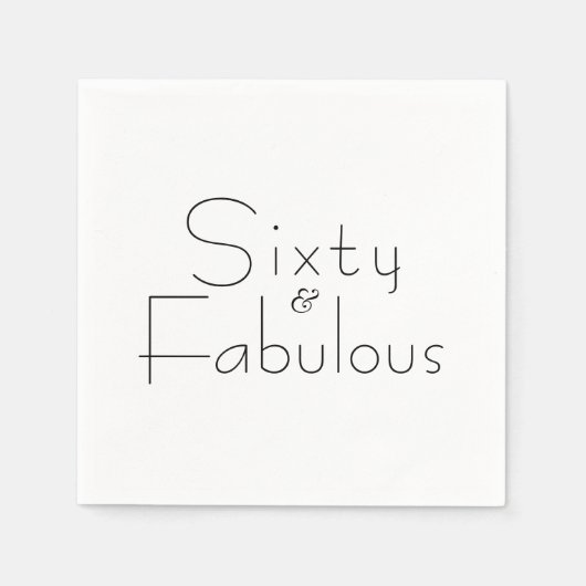 Minimalist Black 60 & Fabulous 60th Birthday Party Serviette (Vorderseite)