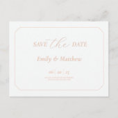 Minimalist Black And Blush Wedding Save The Date Ankündigungspostkarte (Vorderseite)