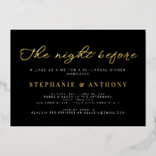 Minimalist Black and Gold The Night Before Wedding Folieneinladung