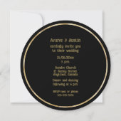 Minimalist Black and Gold Wedding Rings Invitation Einladung (Rückseite)