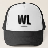 Minimalist Black and Grey Personalized Monogram Truckerkappe (Vorderseite)