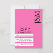 Minimalist Black and Hot Pink Magenta RSVP card (Vorderseite)
