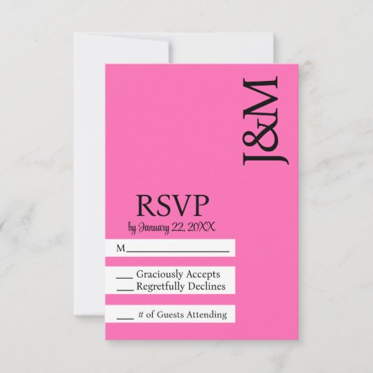 Minimalist Black and Hot Pink Magenta RSVP card Karte (Vorderseite)