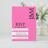 Minimalist Black and Hot Pink Magenta RSVP card Karte (Stehend Vorderseite)