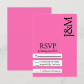 Minimalist Black and Hot Pink Magenta RSVP card Karte (Vorne/Hinten)