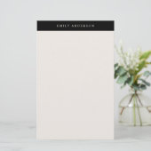 Minimalist Black and Ivory Elegant Monogram Briefpapier (Stehend Vorderseite)