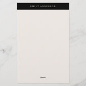 Minimalist Black and Ivory Elegant Monogram Briefpapier (Rückseite)