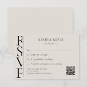 Minimalist Black and Ivory Modern Wedding RSVP Karte (Vorne/Hinten)