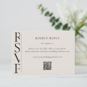 Minimalist Black and Ivory Modern Wedding RSVP Karte (Stehend Vorderseite)