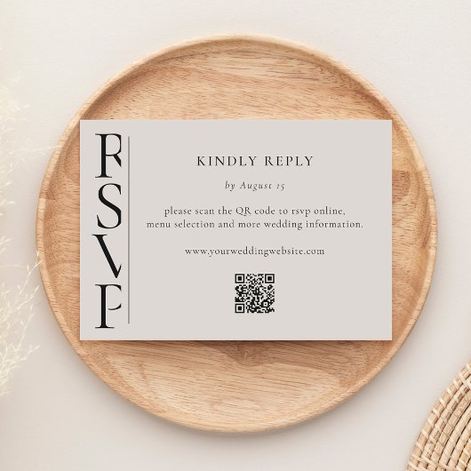 Minimalist Black and Ivory Modern Wedding RSVP Karte