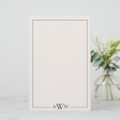 Minimalist Black and Ivory Three Letter Monogram Briefpapier (Stehend Vorderseite)