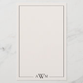 Minimalist Black and Ivory Three Letter Monogram Briefpapier (Vorderseite)