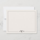 Minimalist Black and Ivory Three Letter Monogram Mitteilungskarte (Vorderseite)