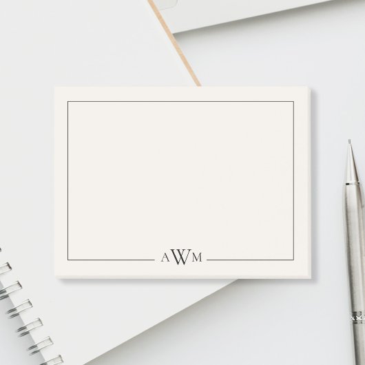 Minimalist Black and Ivory Three Letter Monogram Post-it Klebezettel
