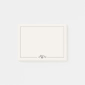 Minimalist Black and Ivory Three Letter Monogram Post-it Klebezettel (Vorderseite)