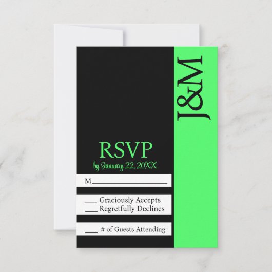 Minimalist Black and Lime Green RSVP card Karte (Vorderseite)