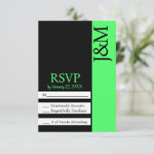 Minimalist Black and Lime Green RSVP card Karte (Stehend Vorderseite)