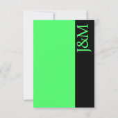 Minimalist Black and Lime Green RSVP card Karte (Rückseite)