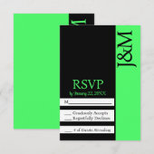 Minimalist Black and Lime Green RSVP card Karte (Vorne/Hinten)