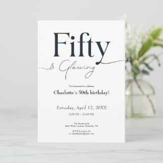 Minimalist Black and White 50th Birthday Invite Einladung