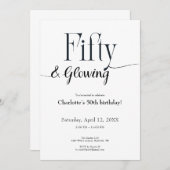 Minimalist Black and White 50th Birthday Invite  Einladung (Vorne/Hinten)