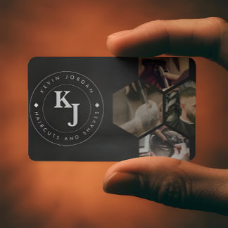 Minimalist Black and White Barbershop Modern Visitenkarte