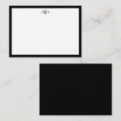 Minimalist Black and White Border Modern Monogram Mitteilungskarte (Vorne/Hinten)