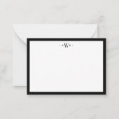 Minimalist Black and White Border Modern Monogram Mitteilungskarte (Vorderseite)