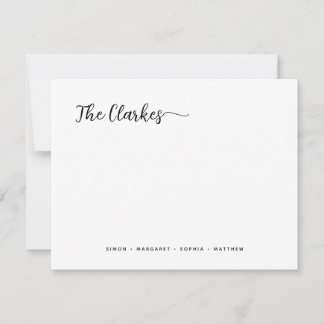 Minimalist Black and White Family Stationery  Mitteilungskarte
