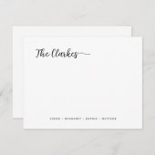 Minimalist Black and White Family Stationery Mitteilungskarte (Vorne/Hinten)