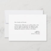 Minimalist Black and White Floral  Dankeskarte (Rückseite)