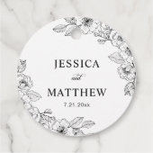 Minimalist Black and White Floral  Geschenkanhänger (Rückseite)