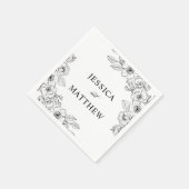 Minimalist Black and White Floral  Serviette (Ecke)