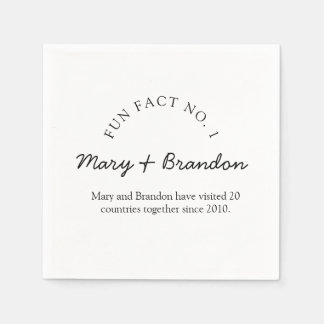 Minimalist Black and White Fun Fact Wedding Serviette