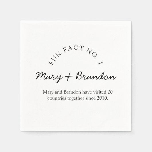 Minimalist Black and White Fun Fact Wedding Serviette (Vorderseite)