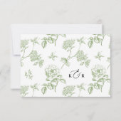 Minimalist Black and White Green Wedding RSVP Card (Rückseite)