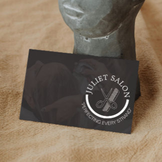 Minimalist Black and White Hair Stylist Monochrome Visitenkarte