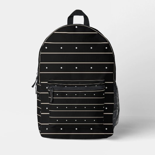 Minimalist Black And White Horizontal Striped With Bedruckter Rucksack (Vorderseite)
